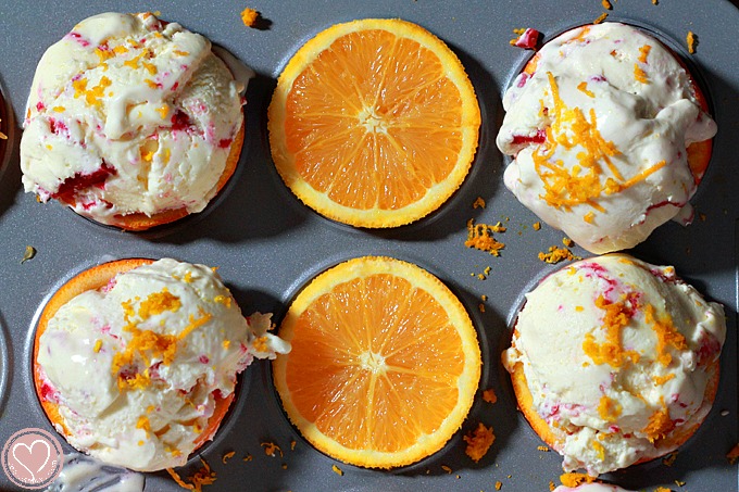 Orange Ice Cream, White Chocolate Orange Ice Cream with Raspberry Swirl