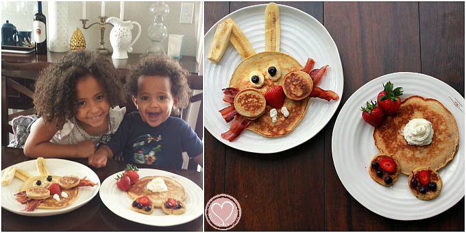 biracial kids with easter food art and holiday traditions