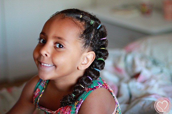 Curly Biracial Hairstyles, Banded Ponytail