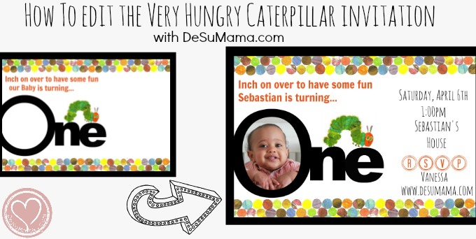 Very Hungry Caterpillar Party Invitation Editing Tutorial