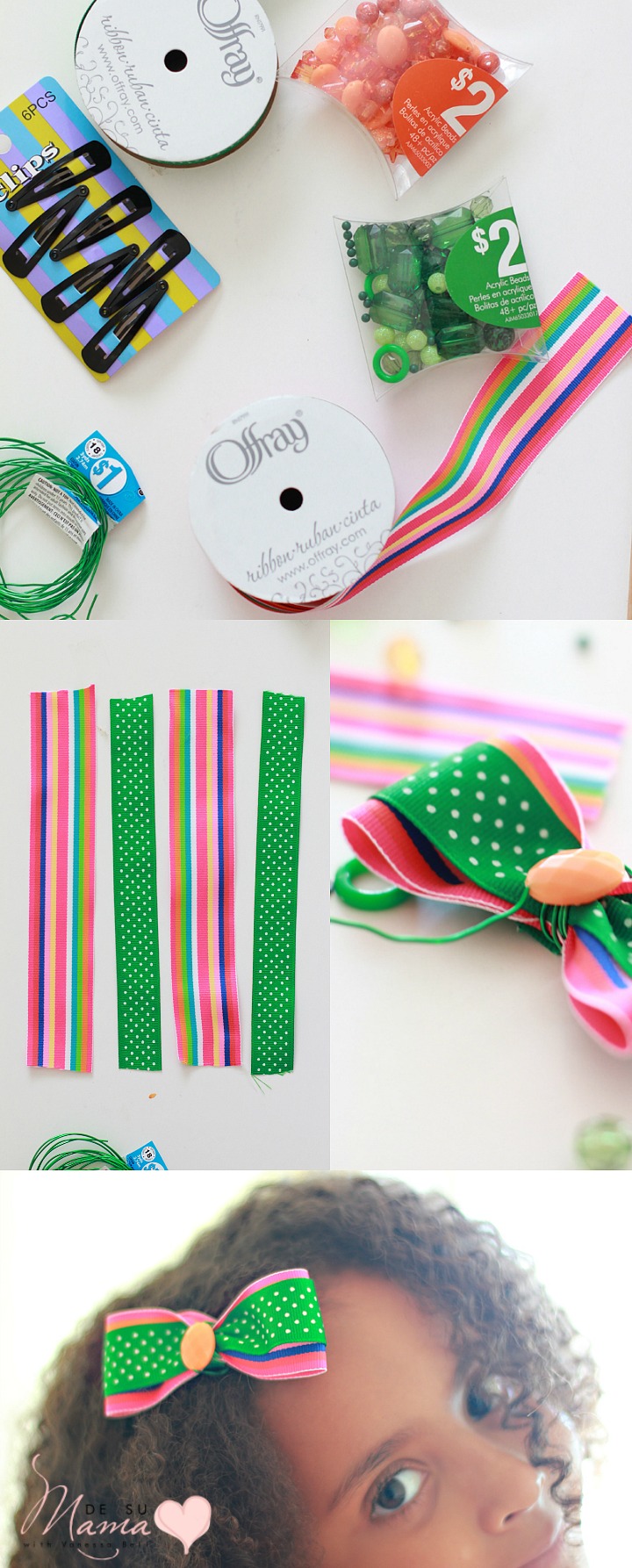 Simple St Patricks Day Crafts for Kids: Hair Bow and Bracelets