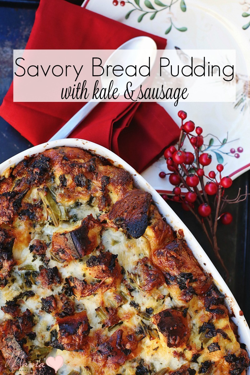 Savory Bread Pudding Recipe with Kale and Sausage