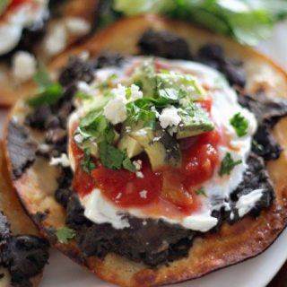 black bean tostada, classic mexican recipes