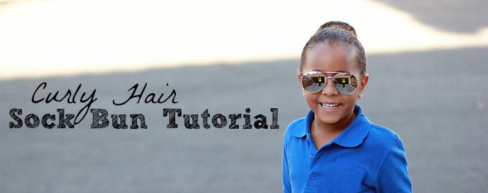 sock bun for kids with curly biracial hair