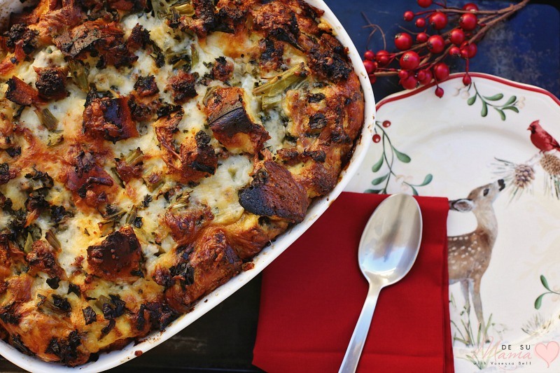 Savory Bread Pudding Recipe with Kale and Sausage
