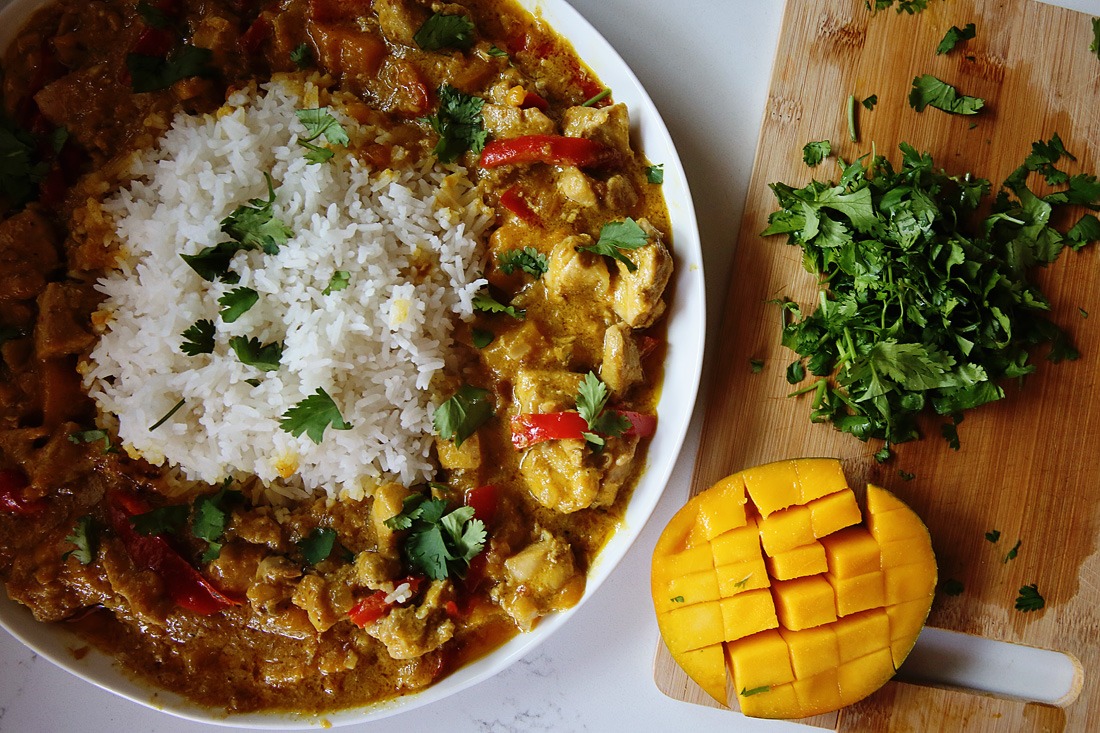 curry mango chicken, curry mango,